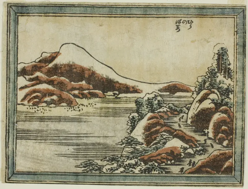 Snow at Dusk at Hira (Hira no bosetsu), from the series Eight Views of Omi in Etching Style (Doban Omi hakkei)