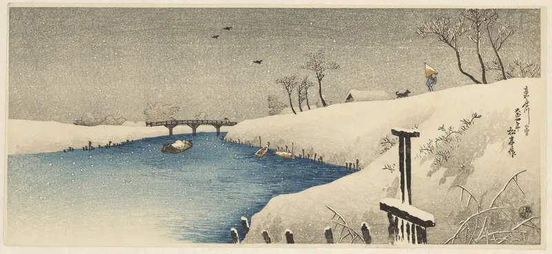 Snow on Ayase river Wall Art by Unknown - High-Resolution Digital Print