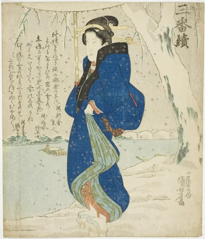 Snow: Onoe Kikugoro III, from "A Set of Three (Sanbantsuzuki)" Wall Art by Utagawa Kuniyoshi - High-Resolution Digital Print