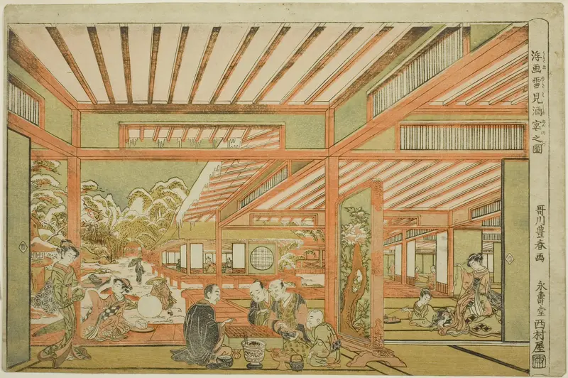 Snow-Viewing Entertainment Wall Art by Utagawa Toyoharu - High-Resolution Digital Print