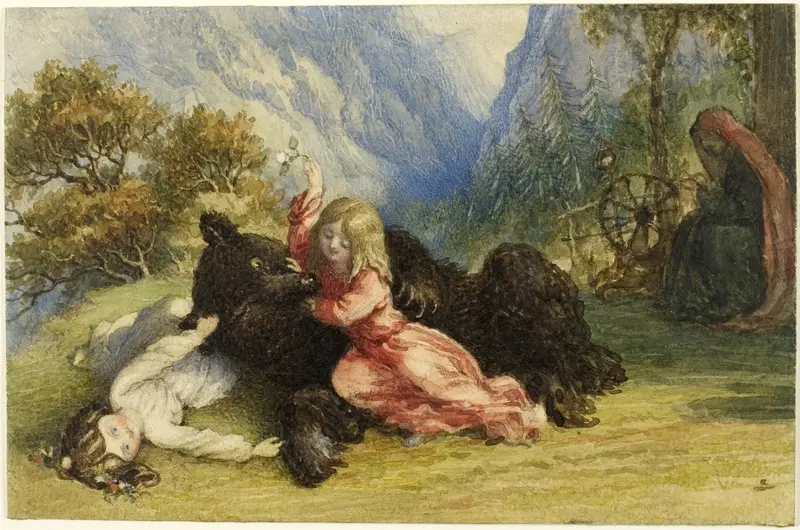 Snow White and Rose Red Wall Art by Richard Doyle - High-Resolution Digital Print