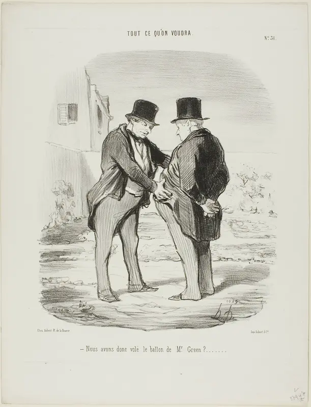 “- So we have stolen the balloon of Mr. Green?,” plate 31 from Tout Ce Qu'on Voudra