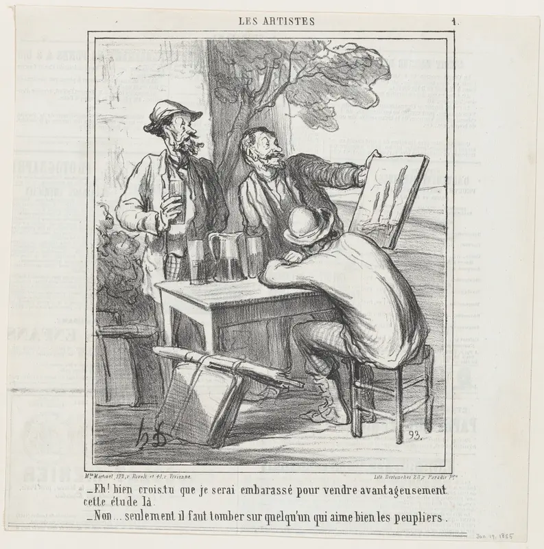 So, what do you think... will it be difficult getting a good price for this sketch?, from 'The artists,' published in Le Charivari, January 19, 1865 Wall Art by Honoré Daumier - High-Resolution Digital Print