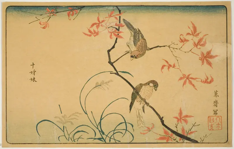 Society Finches (Jushimatsu) Wall Art by Kitao Masayoshi (Kuwagata Keisai) - High-Resolution Digital Print
