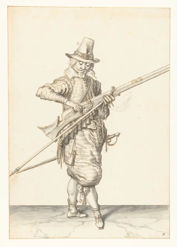Soldaat die de pan van zijn musket sluit Wall Art by Jacques de Gheyn (II) - High-Resolution Digital Print