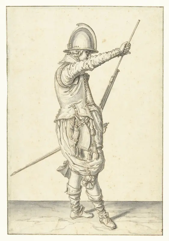 Soldaat die zijn laadstok uit de houder onder de loop van zijn roer haalt Wall Art by Jacques de Gheyn (II) - High-Resolution Digital Print