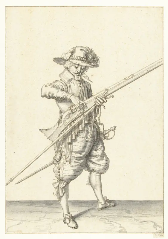 Soldaat die zijn lont van de haan van zijn musket losmaakt Wall Art by Unknown - High-Resolution Digital Print