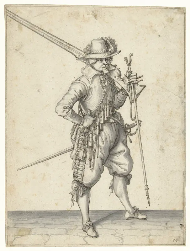 Soldaat die zijn musket op zijn schouder draagt Wall Art by Jacques de Gheyn (II) - High-Resolution Digital Print