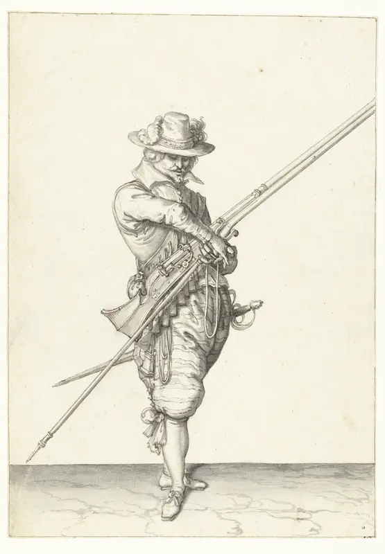 Soldaat met een musket die zijn lont pakt Wall Art by Jacques de Gheyn (II) - High-Resolution Digital Print