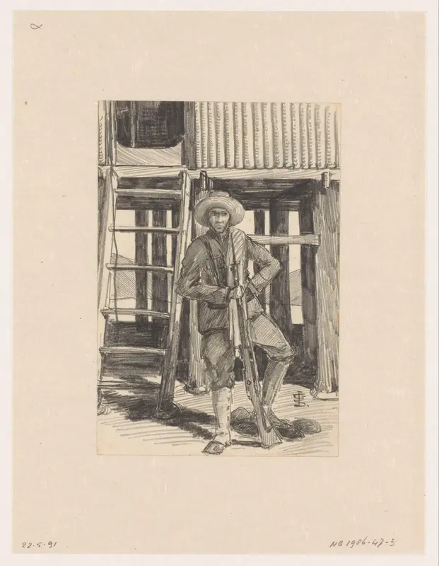 Soldaat met geweer Wall Art by Johan Gerard Sinia - High-Resolution Digital Print