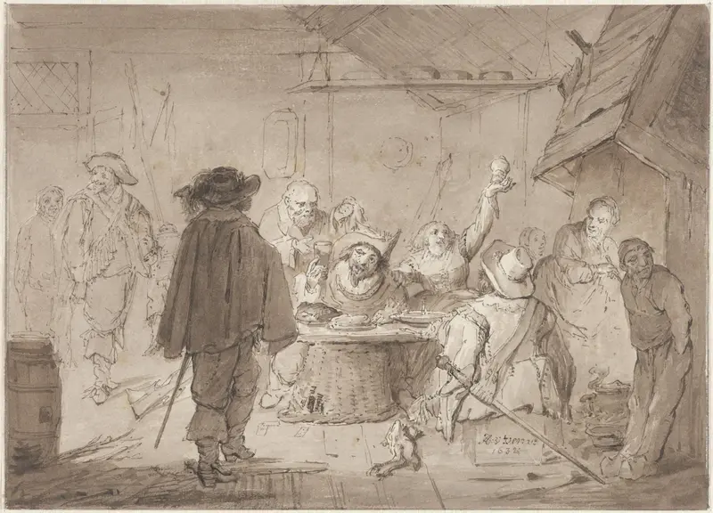 Soldaten die zich in een boerderij te goed doen Wall Art by Hendrik Jacobus Scholten - High-Resolution Digital Print