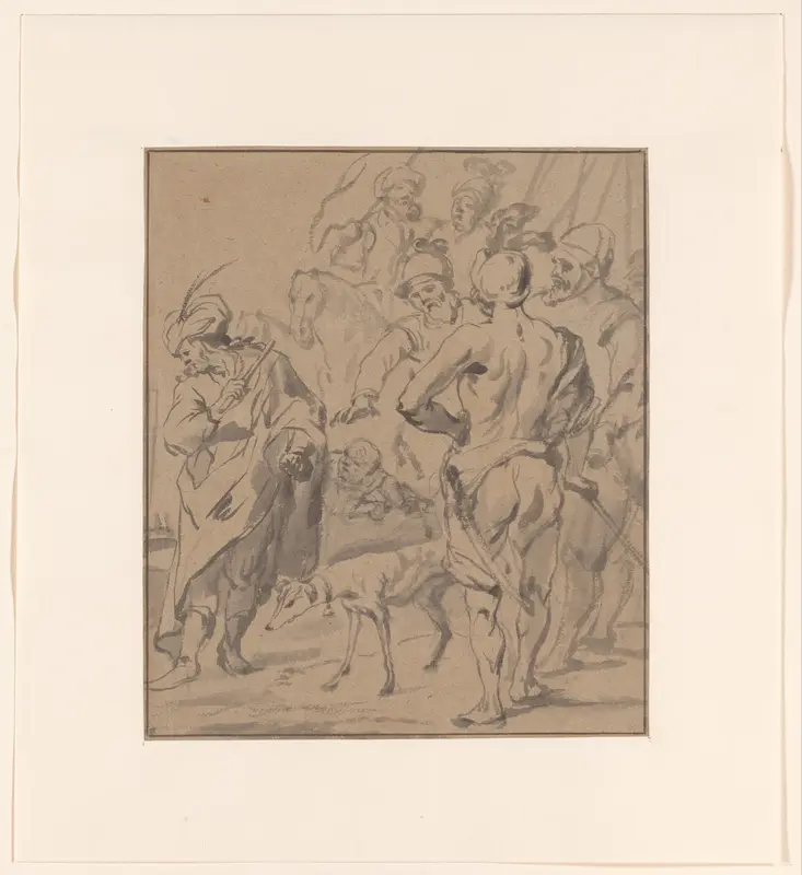 Soldaten, Oosterse personen en een hond Wall Art by Unknown - High-Resolution Digital Print