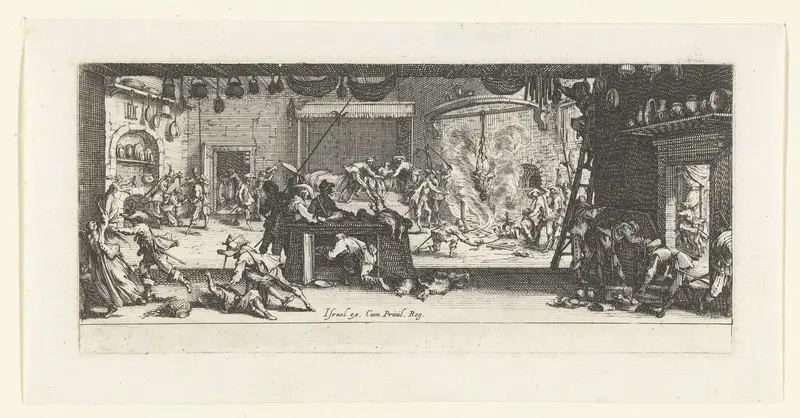 Soldaten plunderen een boerderij Wall Art by Jacques Callot - High-Resolution Digital Print