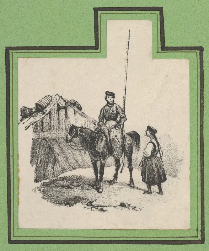 Soldier on a horse with a woman beside him Wall Art by Victor Adam - High-Resolution Digital Print