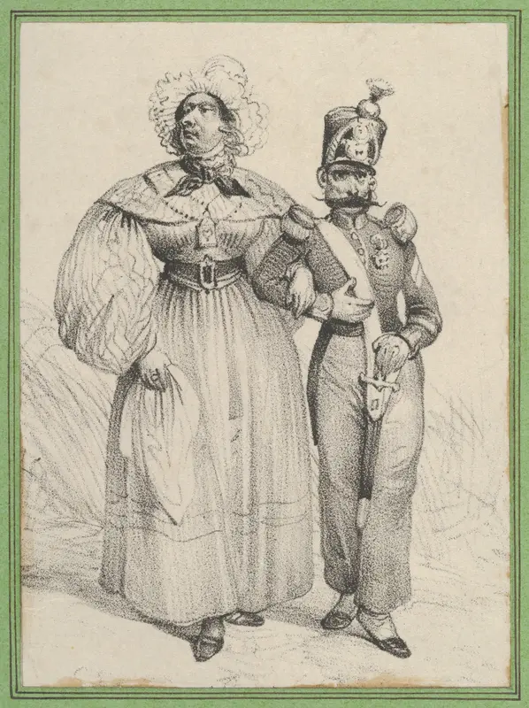 Soldier with a woman on his arm Wall Art by Victor Adam - High-Resolution Digital Print