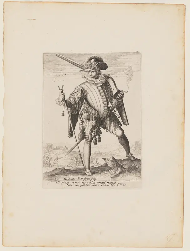 Soldier with Arquebus, from Officers and Soldiers of the Bodyguard of Emperor Rudolph II Wall Art by Jacob de Gheyn, II - High-Resolution Digital Print