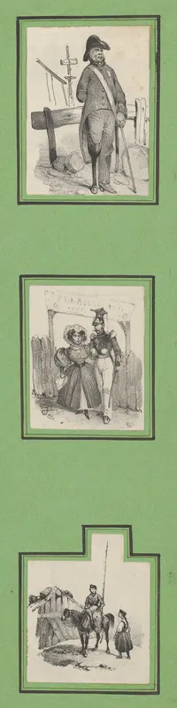 Soldiers (3 prints of varying size pasted onto a green sheet) by Victor Adam - High-Resolution Digital Print