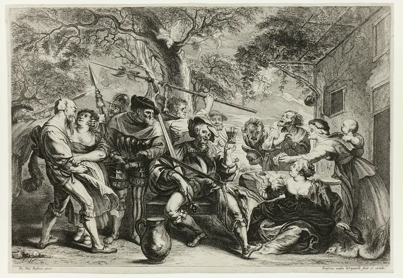 Soldiers and Peasants Wall Art by Frans van den Wyngaerde - High-Resolution Digital Print