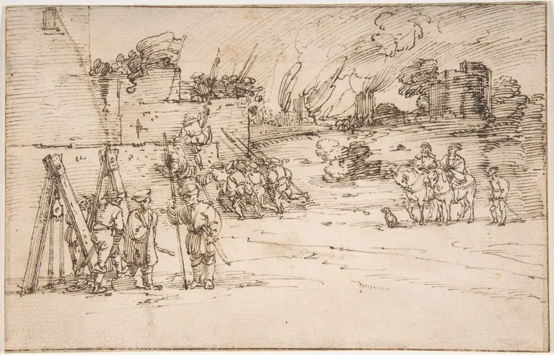 Soldiers Besieging a Castle Wall Art by Anonymous, Swiss, 16th Century - High-Resolution Digital Print