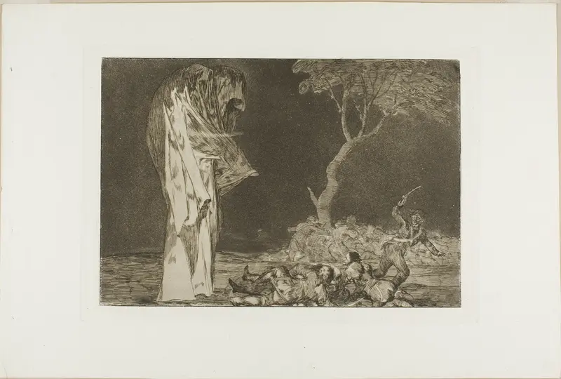 Soldiers Frightened by a Phantom, from Disparates, published as plate 2 in Los Proverbios Wall Art by Francisco José de Goya y Lucientes - High-Resolution Digital Print