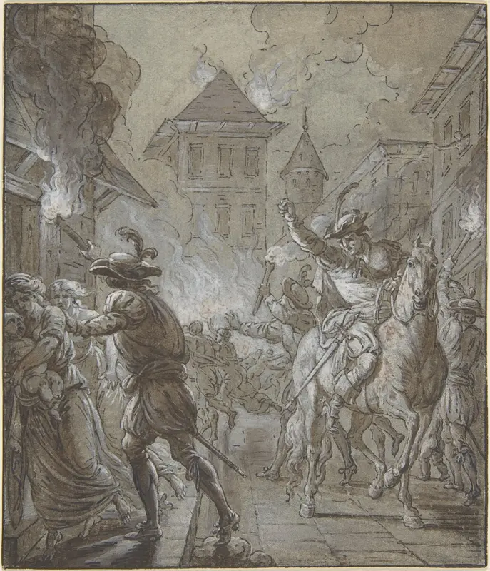 Soldiers pillaging a town Wall Art by Anonymous, 17th century - High-Resolution Digital Print