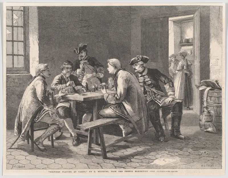 Soldiers Playing at Cards, from "Illustrated London News" Wall Art by William Luson Thomas - High-Resolution Digital Print