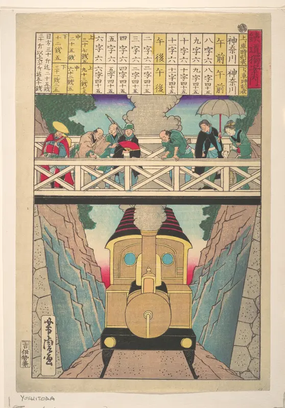 Solitary Traveler's Guide to Railway Wall Art by Utagawa Yoshitora - High-Resolution Digital Print