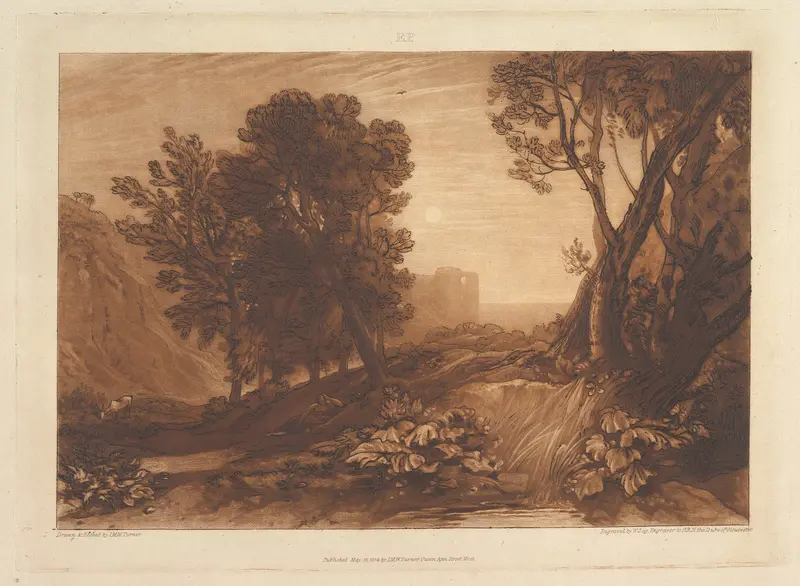 Solitude, or The Reading Magdalen, part XI, plate 53 from "Liber Studiorum" Wall Art by Joseph Mallord William Turner - High-Resolution Digital Print