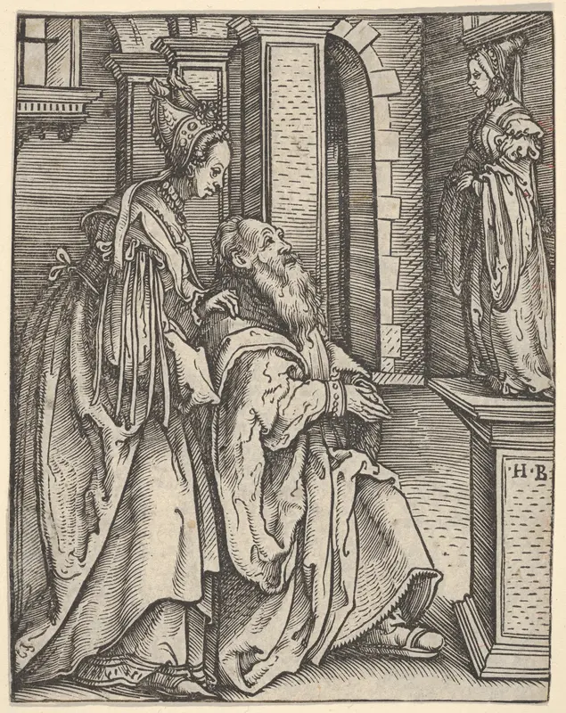 Solomon Adoring the Idols, from "Women's Wile" (Weiberlisten) Wall Art by Hans Burgkmair - High-Resolution Digital Print