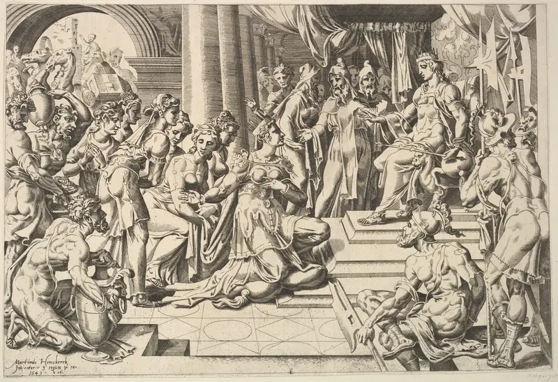 Solomon and the Queen of Sheba Wall Art by Dirck Volckertsz Coornhert - High-Resolution Digital Print