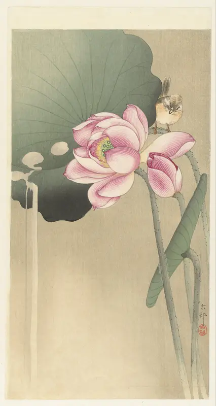 Songbird and Lotus Wall Art by Unknown - High-Resolution Digital Print