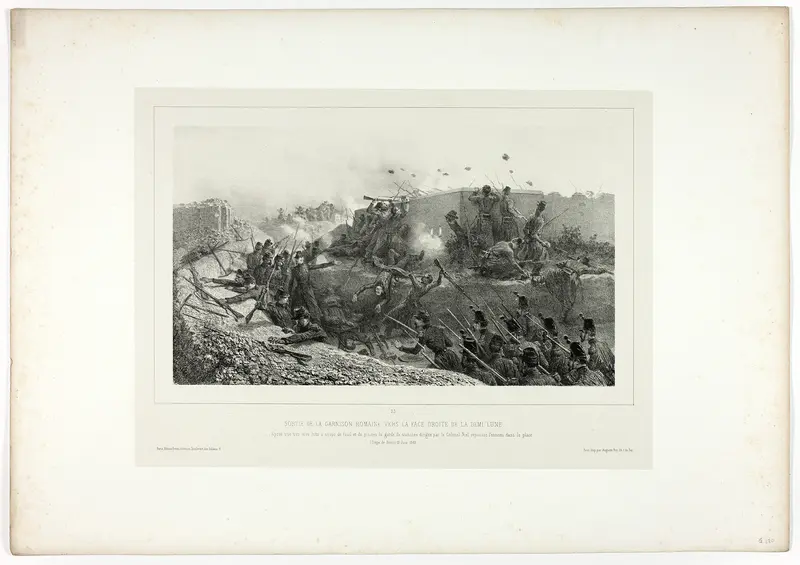 Sortie of the Roman garrison..., from Souvenirs d’Italie: Expédition de Rome