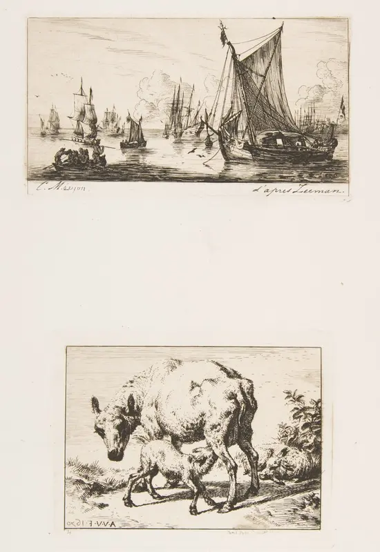 South Sea Fishers; Ewe with Two Lambs Wall Art by Charles Meryon - High-Resolution Digital Print
