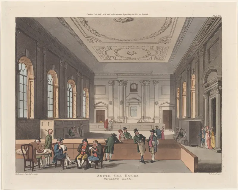 South Sea House, Dividend Hall Wall Art by Thomas Rowlandson - High-Resolution Digital Print