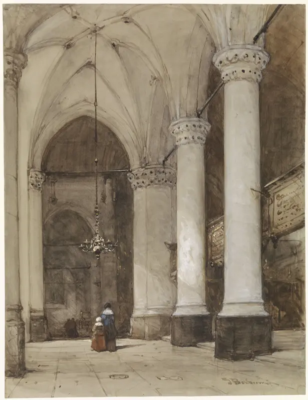 Southern aisle of the Great Church at The Hague Wall Art by Unknown - High-Resolution Digital Print