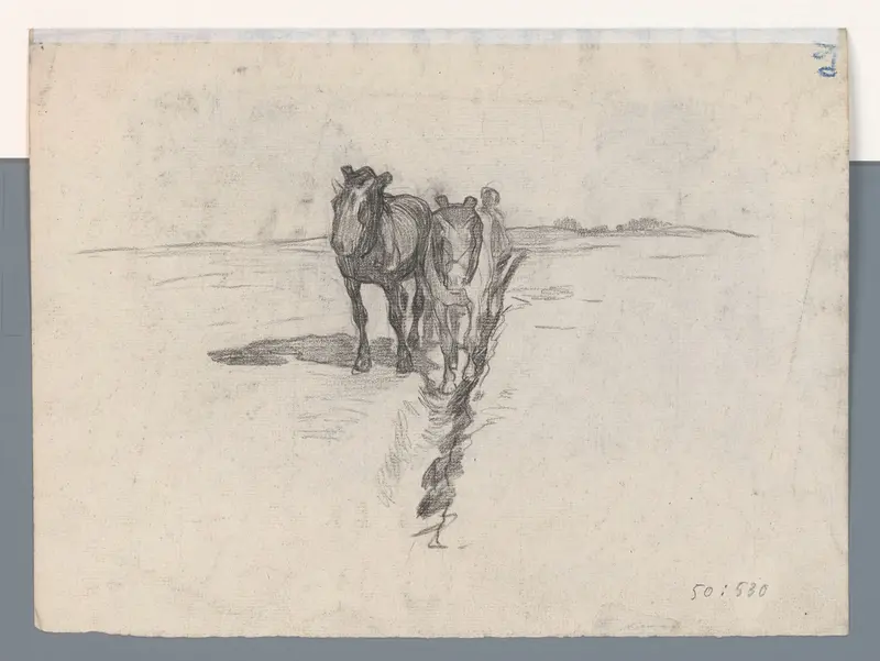 Span paarden langs een greppel Wall Art by Pieter de Josselin de Jong - High-Resolution Digital Print