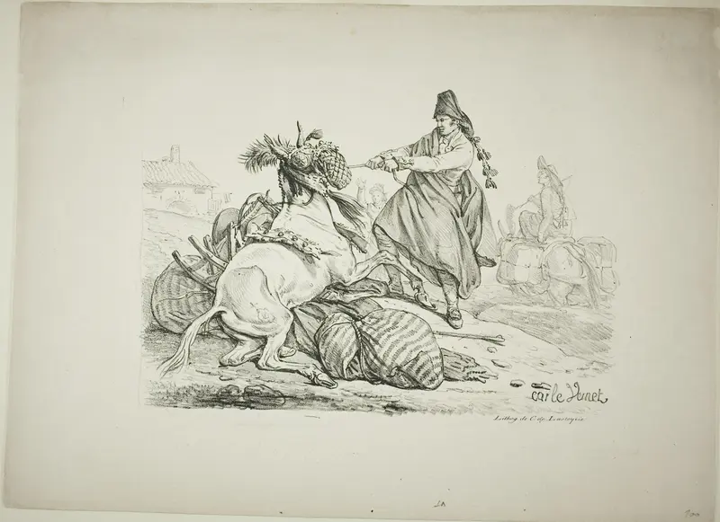 Spanish Muleteer Raising his Mule Wall Art by Carle Vernet - High-Resolution Digital Print