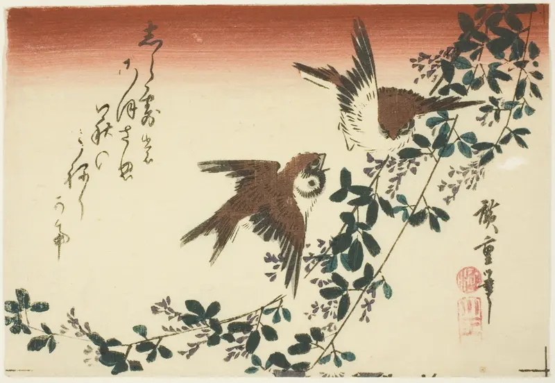 Sparrows and bush clover