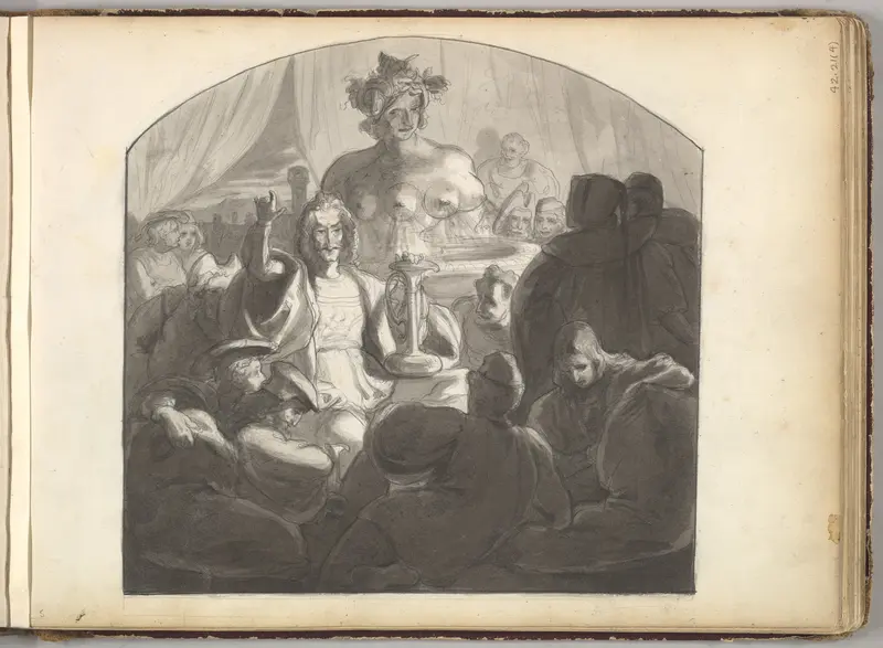 Speaker Addressing Male Figures Gathered at Night Around a Fountain Wall Art by Frederic, Lord Leighton - High-Resolution Digital Print