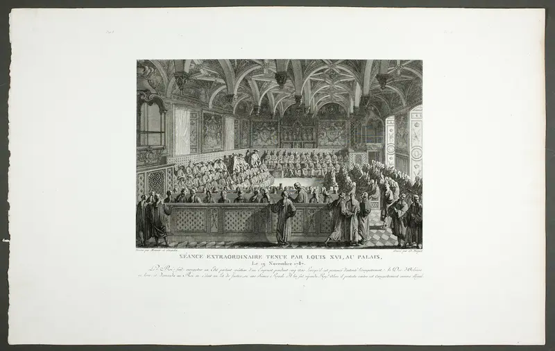 Special Session Held by Louis XVI at the Palace, from the series Tableaux historiques de la Révolution française Wall Art by Claude Niquet - High-Resolution Digital Print