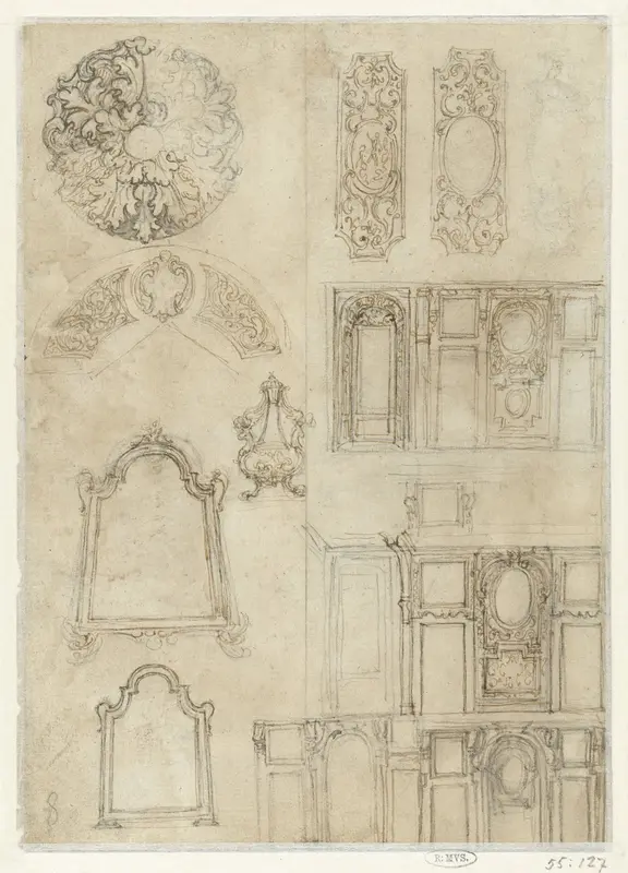 Spiegellijsten en andere architectonische schetsen Wall Art by Unknown - High-Resolution Digital Print