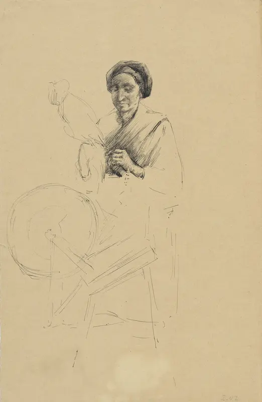 Spinnende vrouw Wall Art by Anthon Gerhard Alexander van Rappard - High-Resolution Digital Print