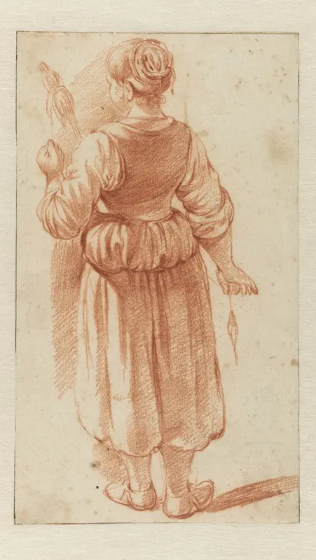 Spinnende vrouw, staand Wall Art by Adriaen van de Velde - High-Resolution Digital Print