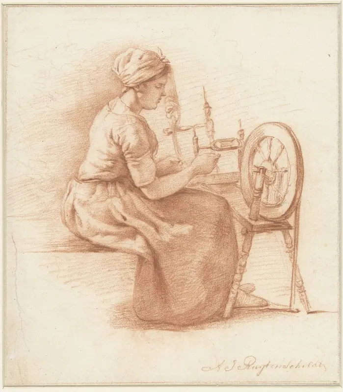 Spinnende vrouw Wall Art by Abraham Johannes Ruytenschildt - High-Resolution Digital Print