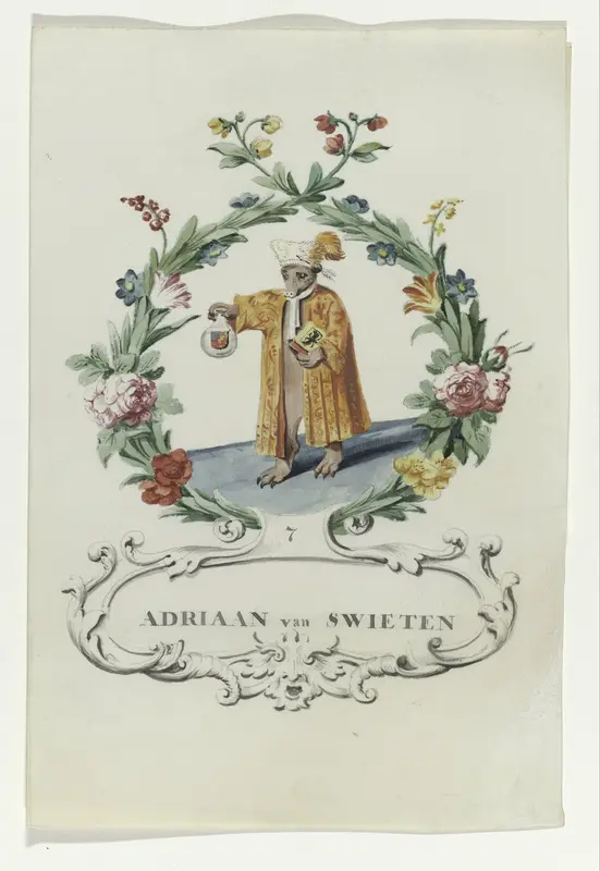 Spotprent van Adriaan van Swieten Wall Art by anonymous - High-Resolution Digital Print