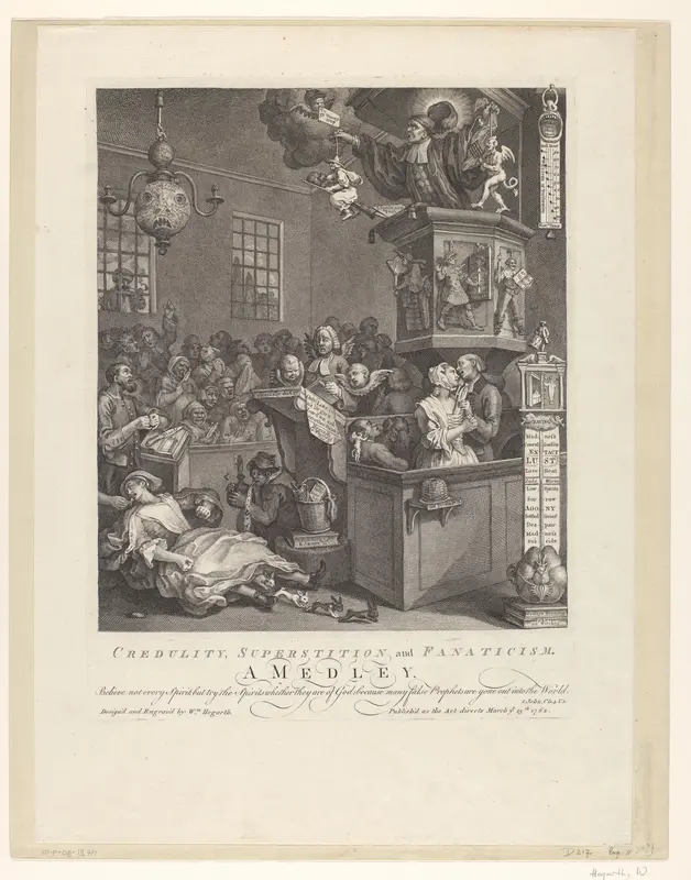 Spreekgestoelte met prediker en toehoorders Wall Art by Unknown - High-Resolution Digital Print