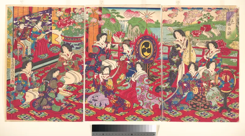 Spring Scenery; Melody of a Musical Performance Wall Art by Utagawa Fusatane - High-Resolution Digital Print