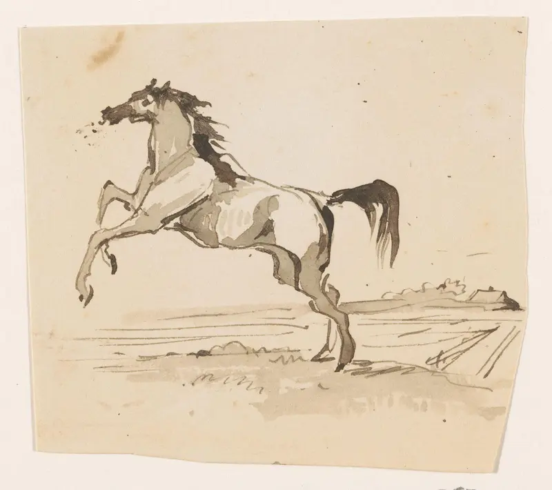 Springend paard, in het veld Wall Art by Unknown - High-Resolution Digital Print