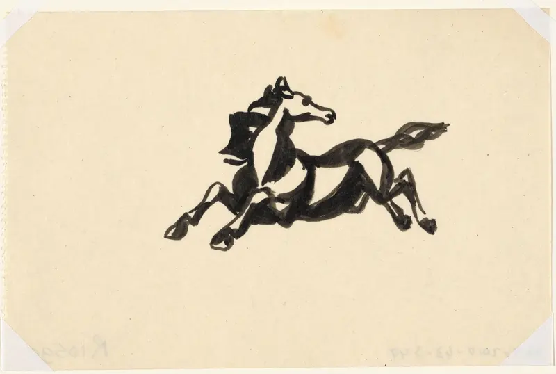 Springend paard met het hoofd naar achteren gedraaid Wall Art by Leo Gestel - High-Resolution Digital Print