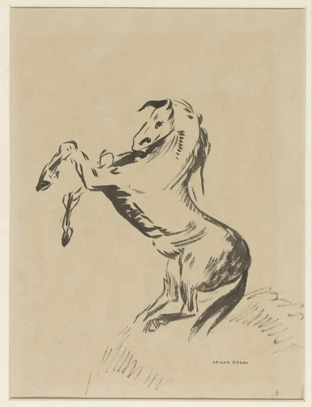 Springend paard op wolken (Pegasus?) Wall Art by Odilon Redon - High-Resolution Digital Print